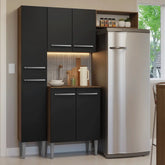 Armário De Cozinha Compacta 156 Cm Rustic/preto Emilly Madesa 03