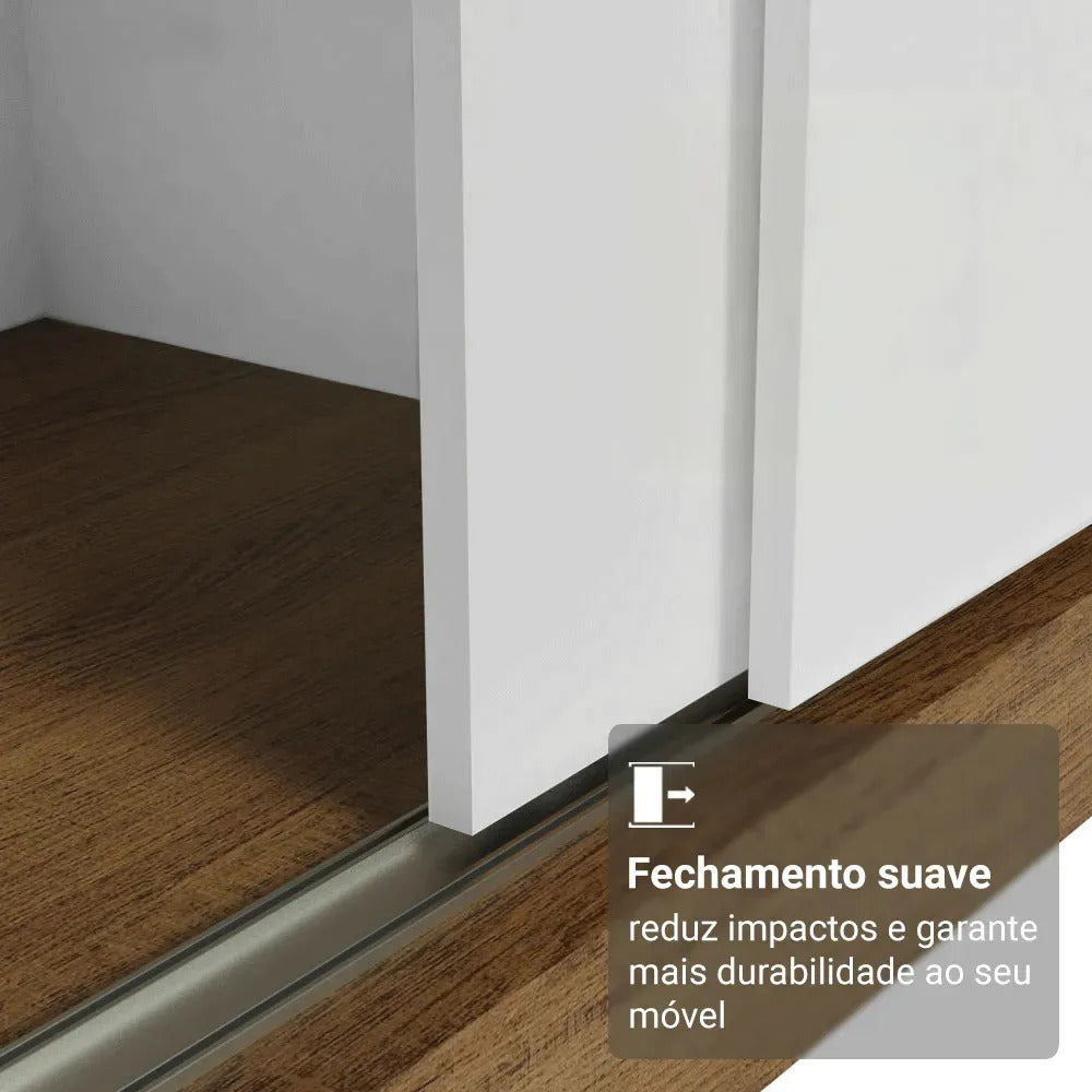 Guarda-roupa Casal Madesa Reno 3 Portas Correr Com Espelho Cor Rustic/Branco 10956E1E