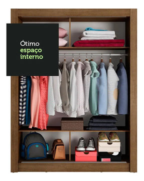Guarda-roupa Solteiro Madesa Denver 2 Portas De Correr R Cor Rustic