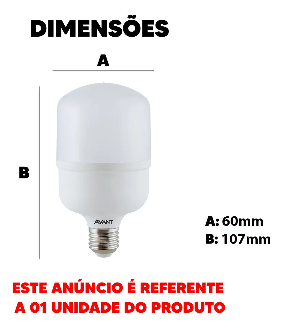 Kit 5 Lâmpadas Bulbo Alta Potência 20w 6500k Atacado Avant Luz Branco-frio