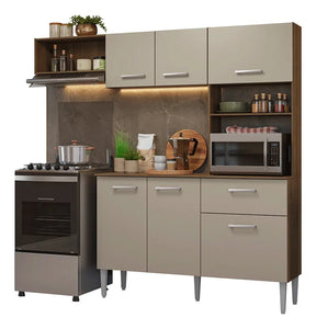 Armário De Cozinha Compacta 196cm Rustic/crema Aura Madesa