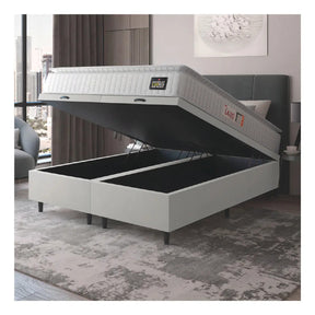 Cama Box Baú queen colchão espuma D45 Lazio pillow top 158x198x65cm cor branco Hellen