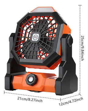 Ventilador De Acampamento Recarregável Portátil Com Led Luz Cor Laranja
