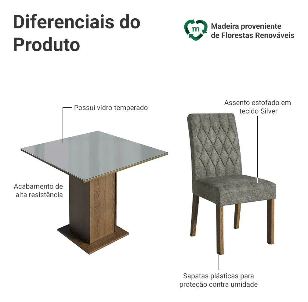 Mesa Lyli com Vidro Temperado