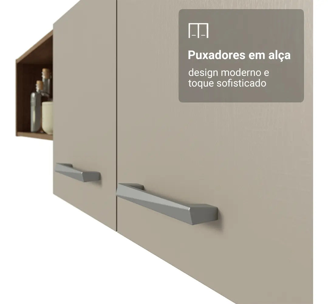 Armário De Cozinha Compacta 196cm Rustic/crema Aura Madesa