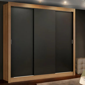 Guarda Roupa Casal Madesa Mônaco 3 Portas De Correr Cor Rustic/Preto 10937K