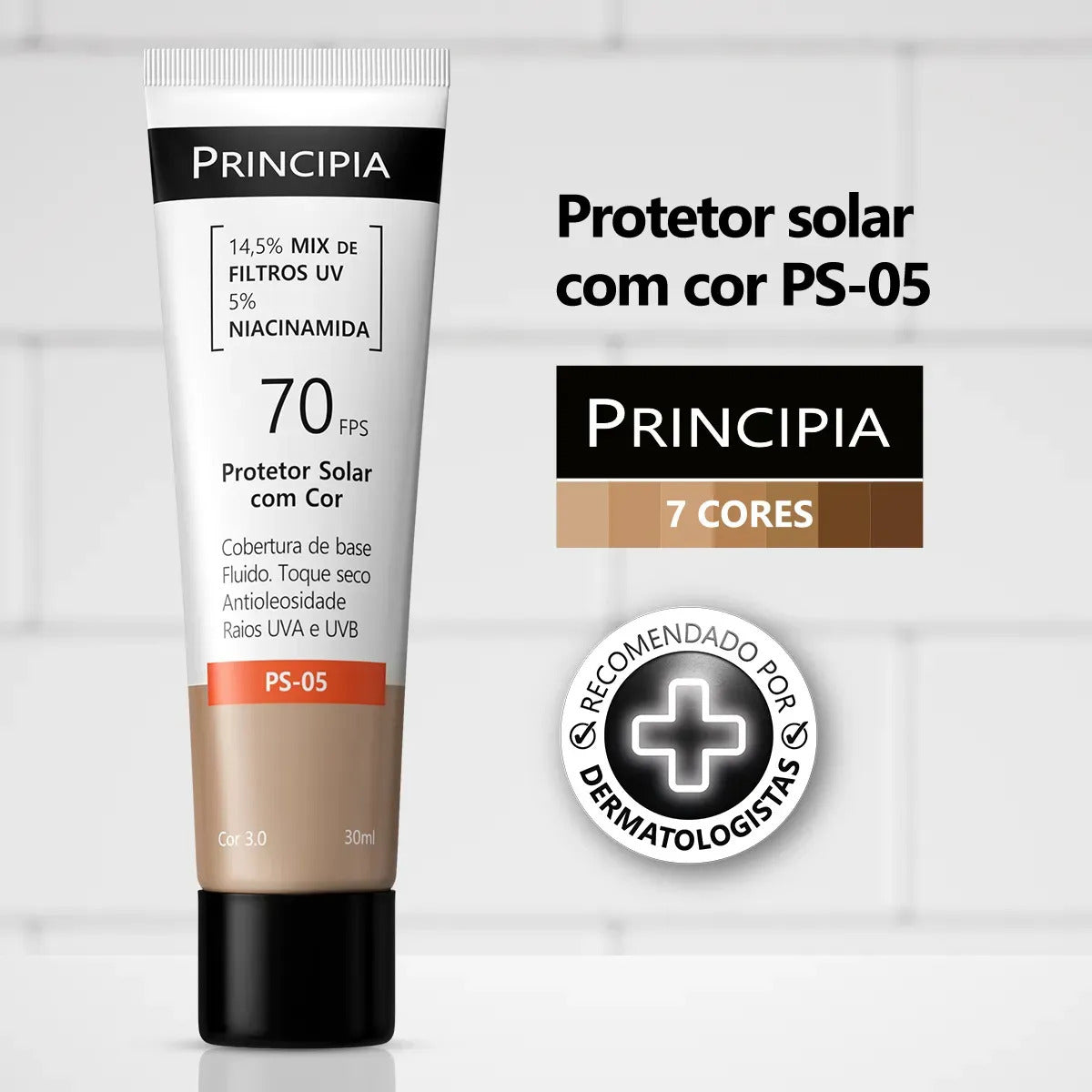 PRINCIPIA, Protetor Solar Facial FPS70 PS-05 Cor 3.0 c/ 30ml