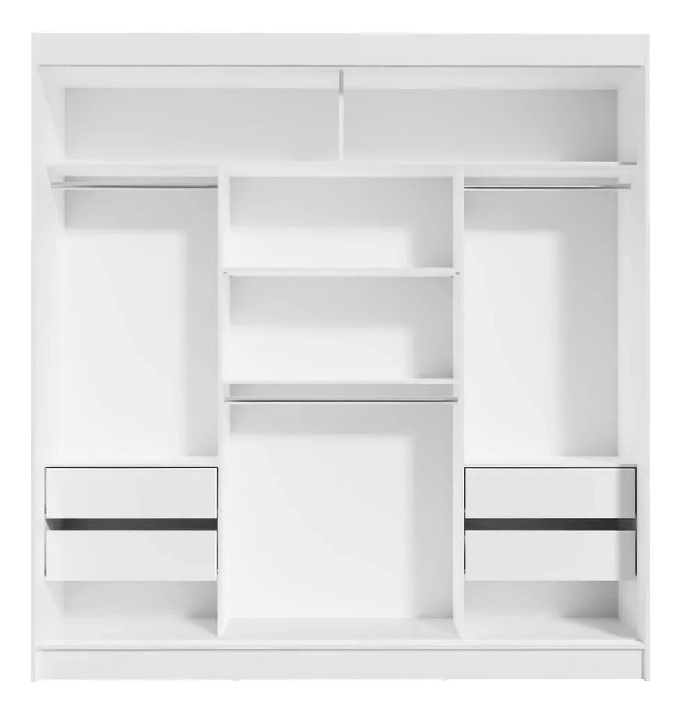 Guarda-roupa Casal Armário Quarto Reno Madesa 3 Portas De Correr Esp Branco 1095H91E