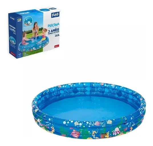 Piscina Infantil Inflável Redonda 253 Litros Fundo do Mar Wellmix