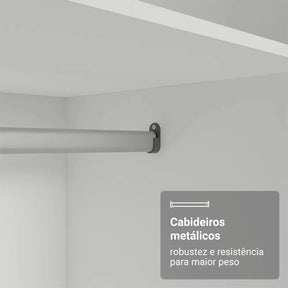 Guarda Roupa Casal Armário Quarto 100% Mdf C Espelho Madesa Royale 3 Portas Cor Branco 106209
