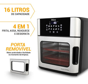 Fritadeira Air Fryer Philco PAF16A 4 Em 1 Painel Digital 16l