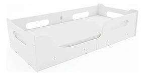 Cama Montessoriana Infantil 100% Mdf Com Grade De Proteção Branco
