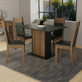 Sala Jantar Madesa Sheila Mesa Tampo Madeira 4 Cadeiras Rp Cor Preto/rustic