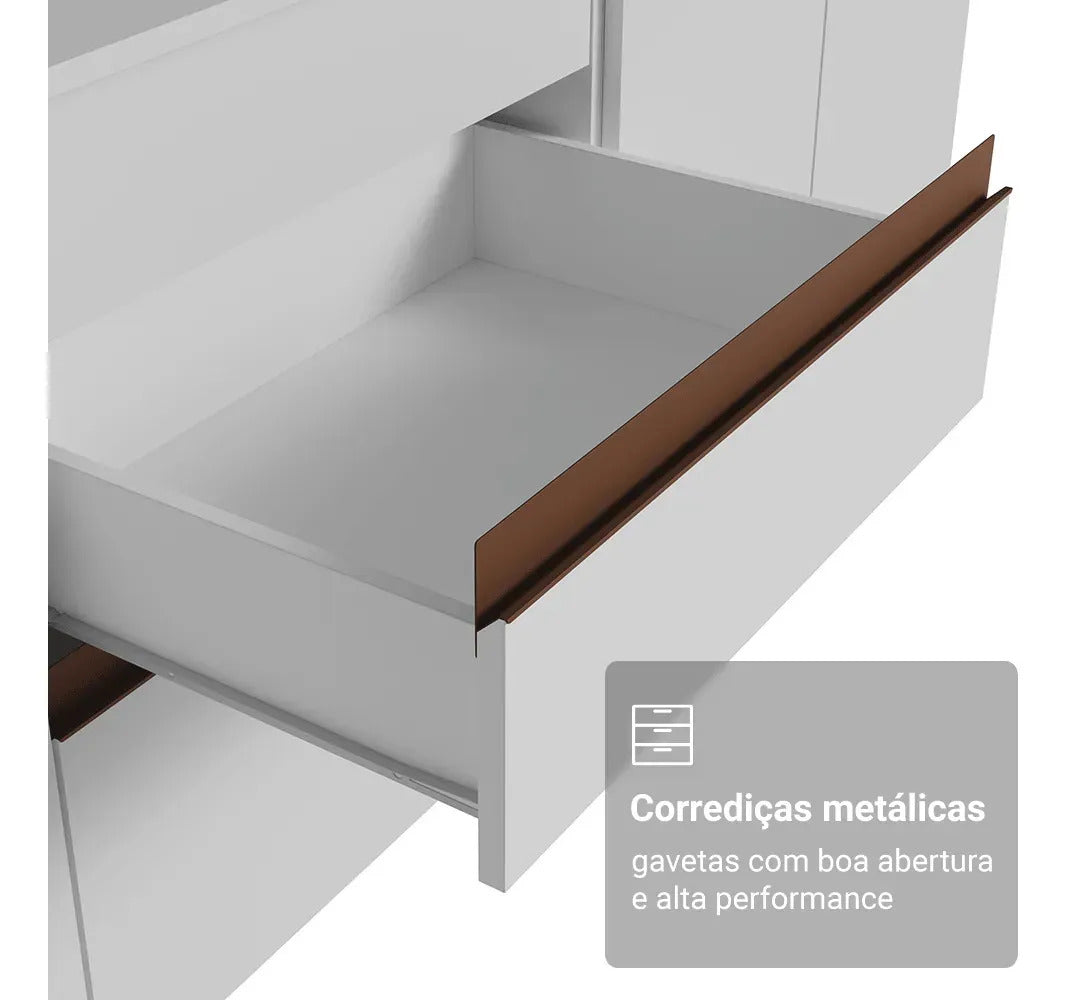 Armário De Cozinha Completa Modulada com Balcão para Cooktop Madesa Reims GRRM31000109 Com Armário Branco