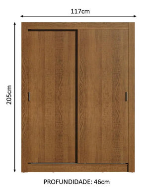 Guarda-roupa Solteiro Madesa Denver 2 Portas De Correr R Cor Rustic