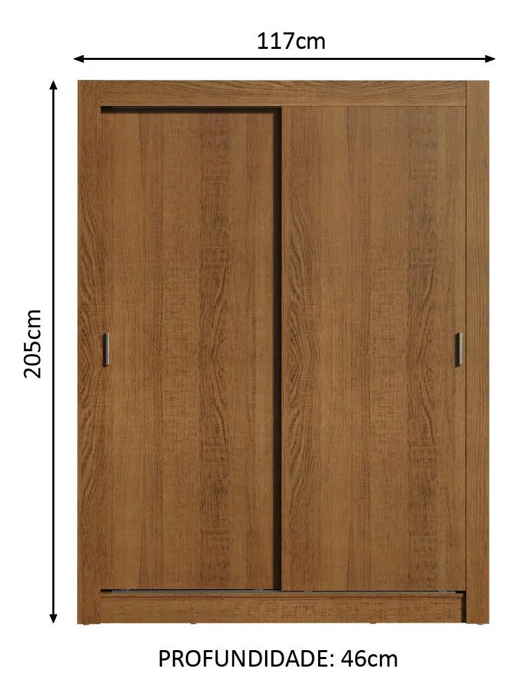 Guarda-roupa Solteiro Madesa Denver 2 Portas De Correr R Cor Rustic