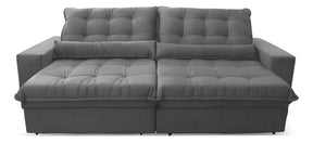 Sofá Retrátil Reclinável Zurique 2,50m Suede Velut Cinza Molas no Assento - King House