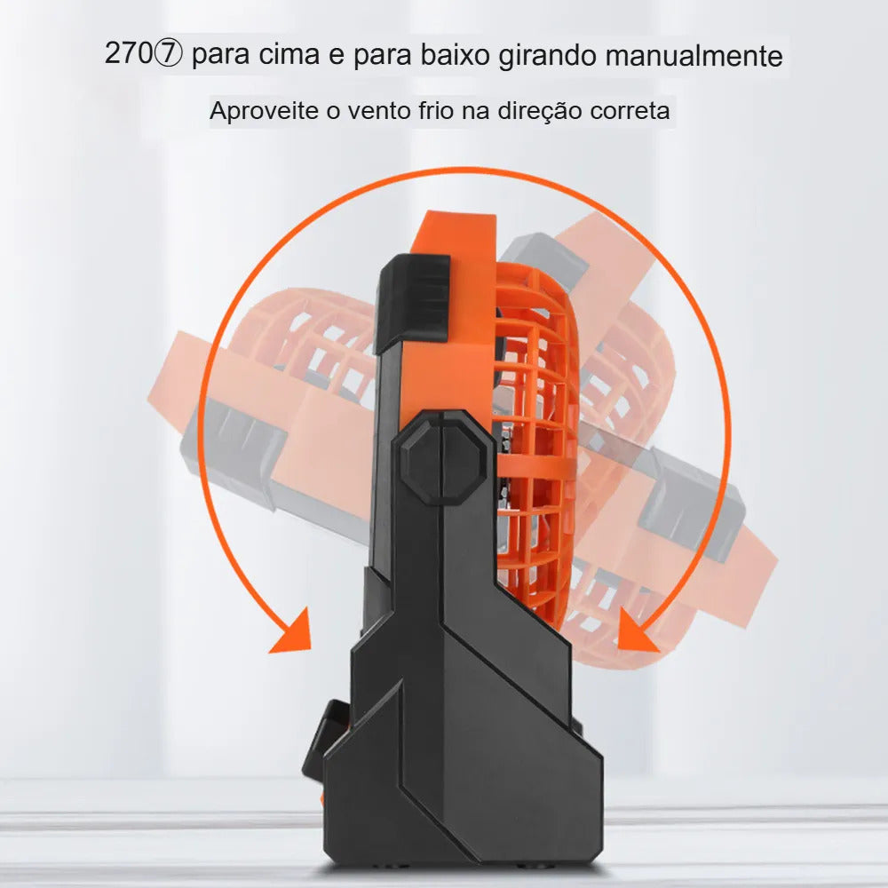 Ventilador De Acampamento Recarregável Portátil Com Led Luz Cor Laranja