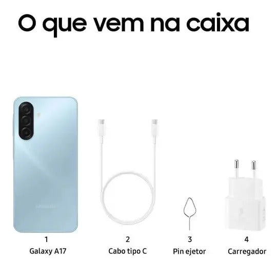 Celular Galaxy A17 Com Ia, 128gb, 4gb Ram, Câm De 50mp, Tela De 6.7 , Nfc, Ip54 - Azul