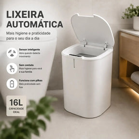Lixeira Inteligente 16l Com Sensor Automático E Tampa Touch Branco