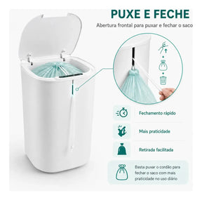 Lixeira Inteligente 16l Com Sensor Automático E Tampa Touch Branco