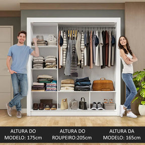 Guarda-roupa Casal 3 Portas Correr Espelho Nobre Madesa Cor Branco