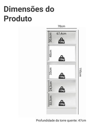 Torre Quente Armário de Cozinha Para 2 Fornos 100% Mdf Branco Smart Madesa G267500909