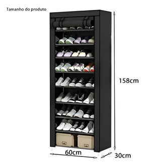 Sapateira Organizador De Sapatos Com 9 Prateleiras Tnt Cor Preto