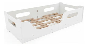 Cama Montessoriana Infantil 100% Mdf Com Grade De Proteção Branco