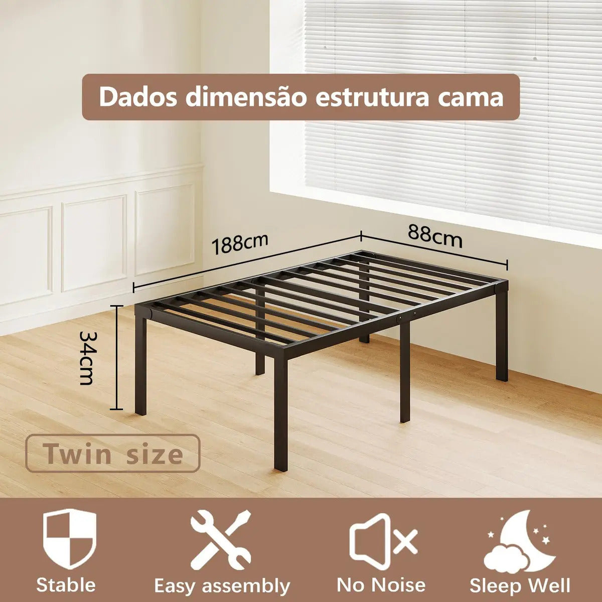 Estrutura De Cama De Metal, Solteiro, Com Espaço De Armazena Cor Preto Hot Wheels