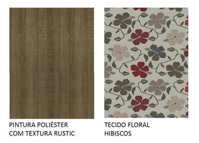 Sala De Jantar Madesa Maris Mesa Tampo De Madeira 6 Cadeiras Cor Rustic/Floral Hibiscos 044825ZXTFLH