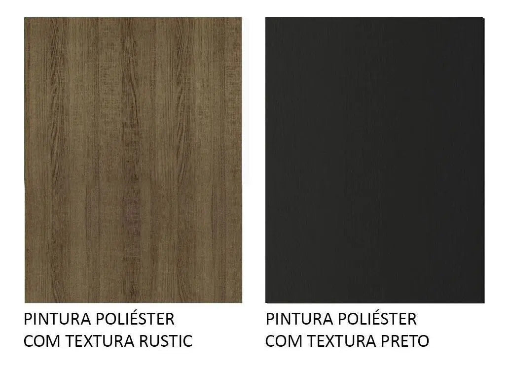 Guarda Roupa Casal Madesa Mônaco 3 Portas De Correr Cor Rustic/Preto 10937K