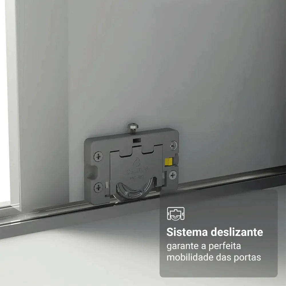 Guarda Roupa Casal Armário Quarto 100% Mdf C Espelho Madesa Royale 3 Portas Cor Branco 106209