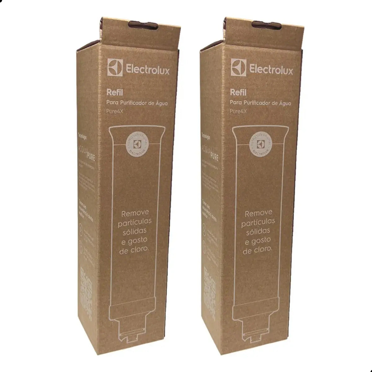 Kit 2 Refil De Água Acqua Pure Electrolux Pe12a Pe12b Pe12g PC01X, Cor Marrom-claro