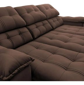 Sofá Retrátil Reclinável Atenas 2,30m Suede Velut Marrom