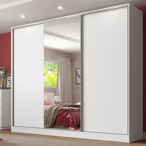 Guarda Roupa Casal Armário Quarto 100% Mdf C Espelho Madesa Royale 3 Portas Cor Branco 106209