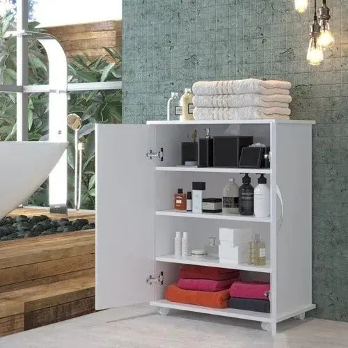 Armário De Chão Lavanderia Cor Branca Prateleira Produtos Cor do móvel Branco
