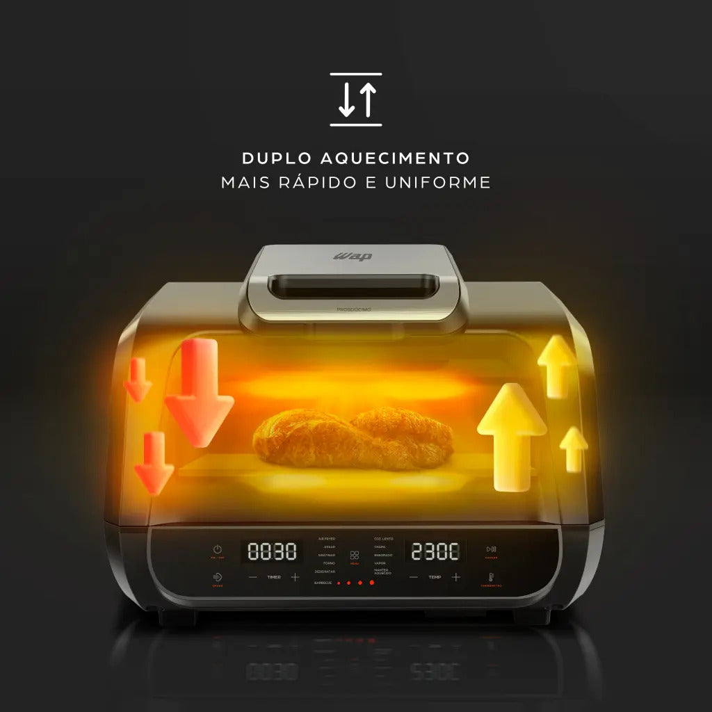 Fritadeira Elétrica Air Fryer Wap Barbecue Wc Ab1090 Smoker Função Defumado E 4 Níveis De Grelha