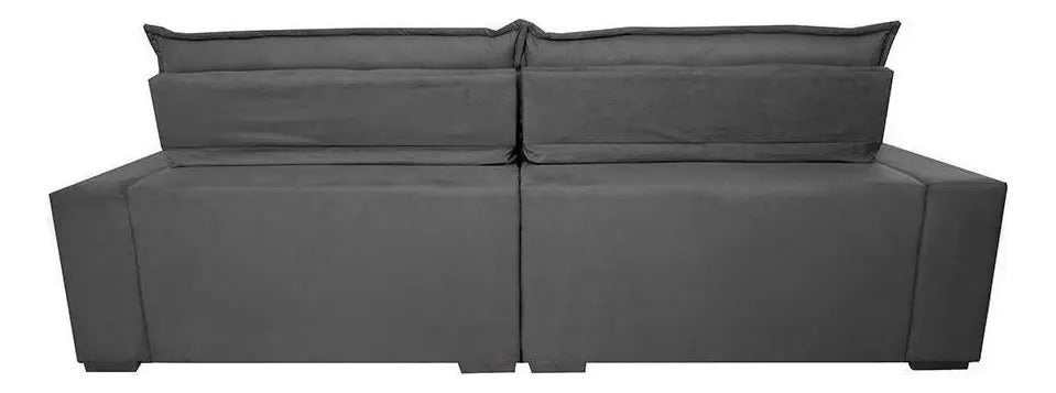 Sofá Retrátil e Reclinável 3,15m Molas Ensacadas Cama inBox Spazus com Bordado 3D Velusoft Cinza