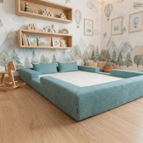 Cama Montessoriana Casal Ninho 100% Espuma Keiko Cor Verde Água