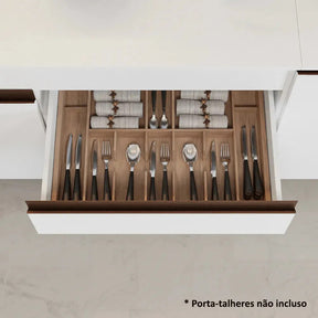 Armário De Cozinha Completa Modulada com Balcão para Cooktop Madesa Reims GRRM31000109 Com Armário Branco