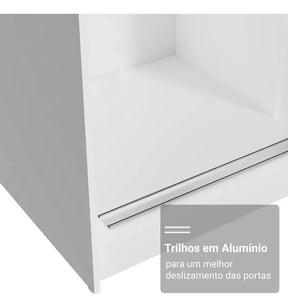 Guarda-roupa Casal Armário Quarto Reno Madesa 3 Portas De Correr Esp Branco 1095H91E