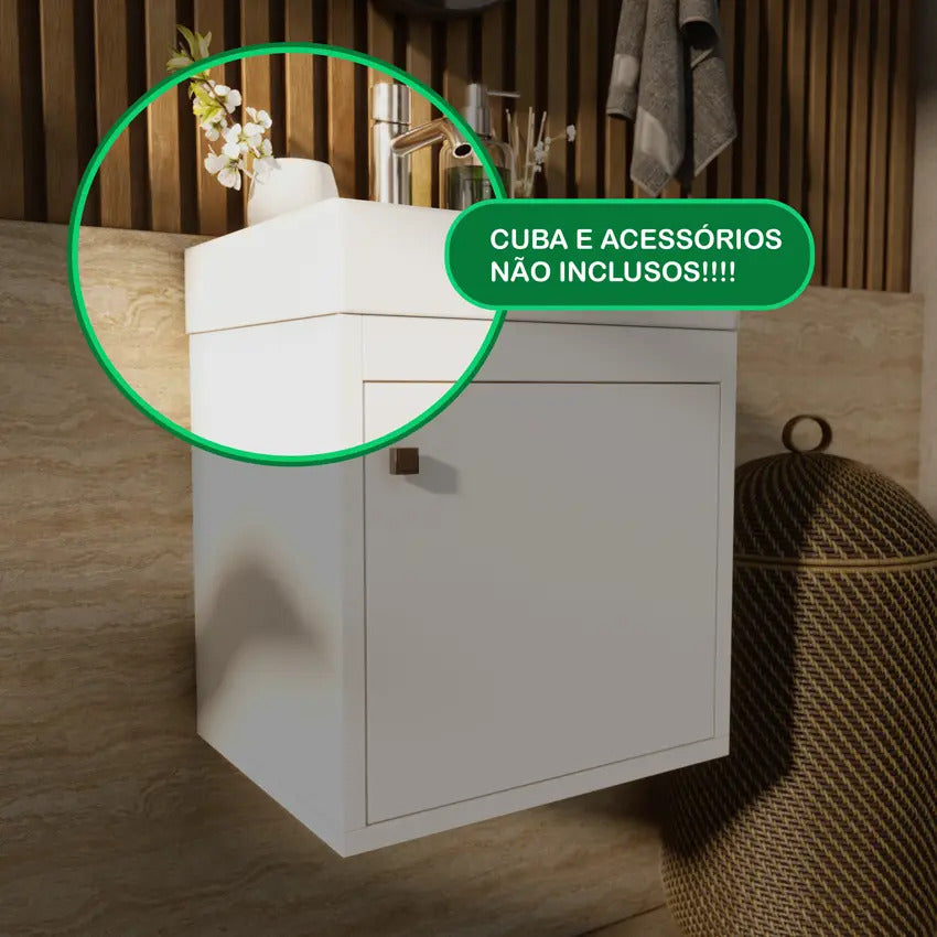 Gabinete Banheiro Armario 40cm Suspenso Mdf Sem Cuba Cor Do Móvel Branco