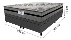Cama Box Baú King Colchão Gazin com Molas Ensacadas Rubi Cinza/Preto