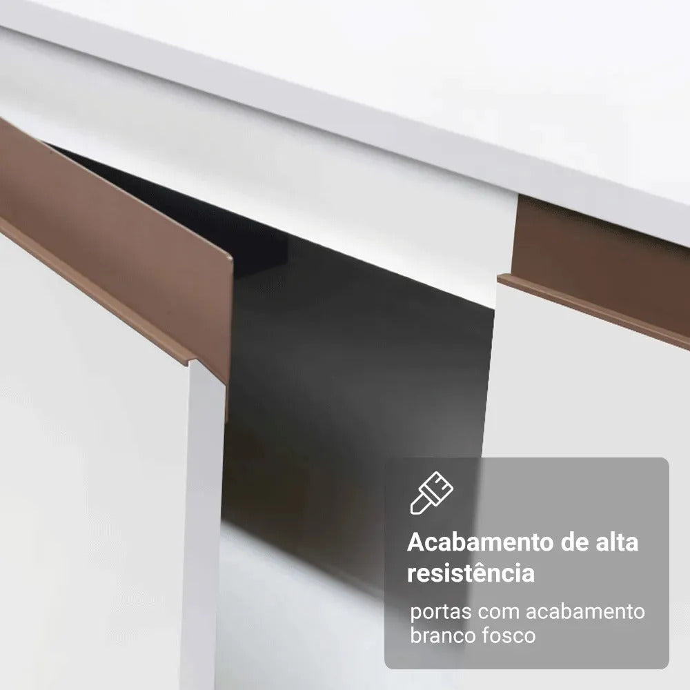 Armário De Cozinha Completa Modulada com Balcão para Cooktop Madesa Reims GRRM31000109 Com Armário Branco