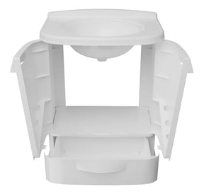 Gabinete de Banheiro Astra em Plástico PVC Branco com Cuba – Armário Compacto e Resistente