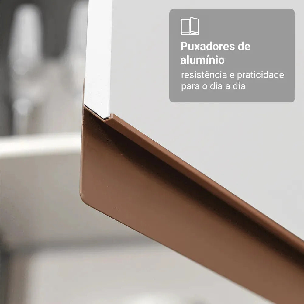 Armário De Cozinha Completa Modulada com Balcão para Cooktop Madesa Reims GRRM31000109 Com Armário Branco