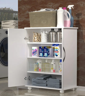 Armário De Chão Lavanderia Cor Branca Prateleira Produtos Cor do móvel Branco