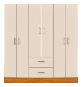 Cômoda Jamaica Para Quarto Grande Guarda Roupas Casal 6 Portas E 2 Gavetas Cor Cinamomo Off