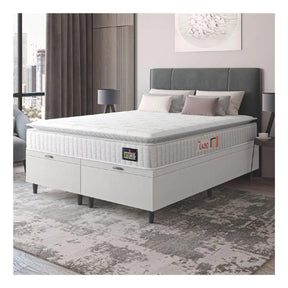 Cama Box Baú queen colchão espuma D45 Lazio pillow top 158x198x65cm cor branco Hellen